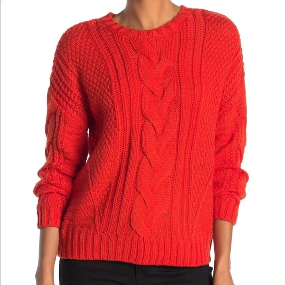 One A Nordstrom Mixed Knit Crew Neck Sweater M NWT